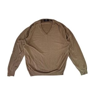 Blue Harbour Marks Spencer Mens V Neck Long‎ Sleeve Sweater Tan Large